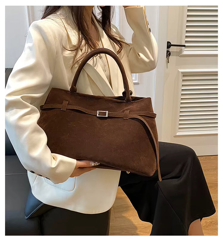 Almara - Bolso Tote de Gamuza con Hebilla y Gran Capacidad
